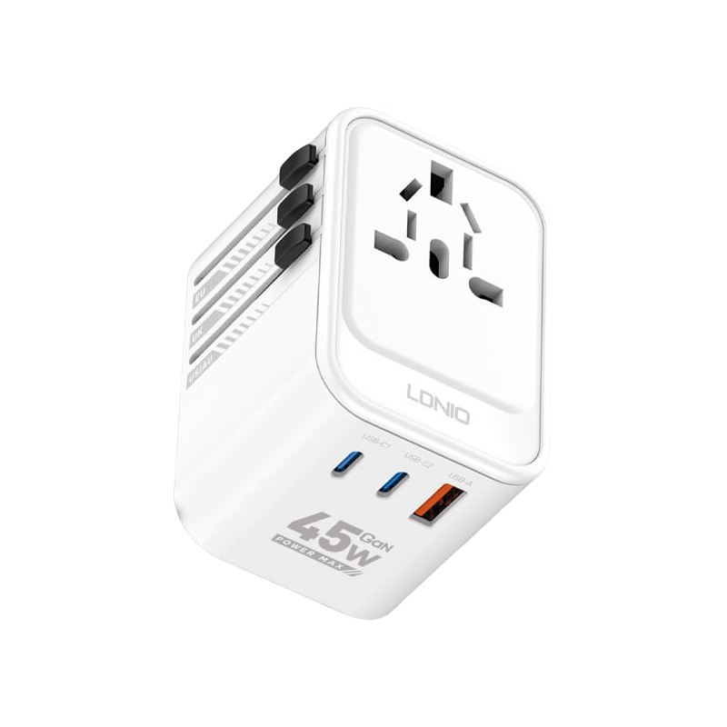 adaptor priza international gan ldnio z8, 1xusb, 2xusb-c, incarcare rapida, 45w