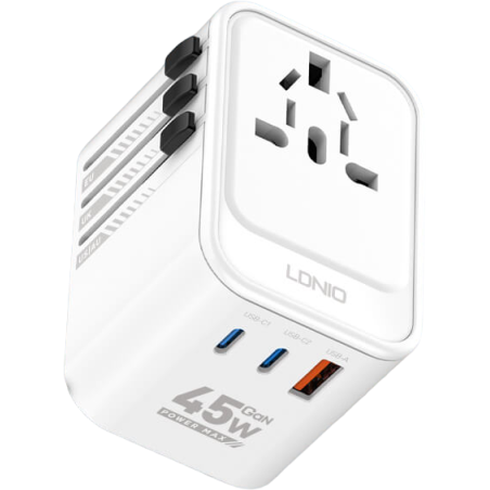 adaptor priza international gan ldnio z8, 1xusb, 2xusb-c, incarcare rapida, 45w