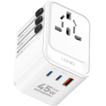 adaptor priza international gan ldnio z8, 1xusb, 2xusb-c, incarcare rapida, 45w