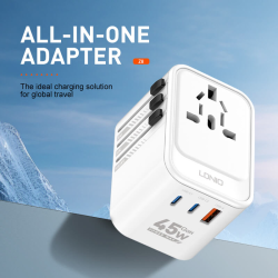 adaptor priza international gan ldnio z8, 1xusb, 2xusb-c, incarcare rapida, 45w