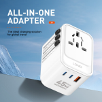 adaptor priza international gan ldnio z8, 1xusb, 2xusb-c, incarcare rapida, 45w