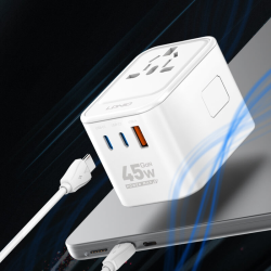adaptor priza international gan ldnio z8, 1xusb, 2xusb-c, incarcare rapida, 45w