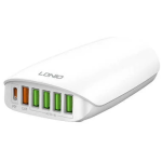 incarcator retea ldnio a6573c, 5x usb, 65 w, 1,5 m (alb)