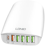 incarcator retea ldnio a6573c, 5x usb, 65 w, 1,5 m (alb)