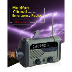 lanterna led multifunctionala cu radio superfire yj01, incarcare solara sau manuala (dinam), power bank, 100lm, 2000mah, incarca