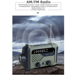 lanterna led multifunctionala cu radio superfire yj01, incarcare solara sau manuala (dinam), power bank, 100lm, 2000mah, incarca