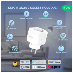 priza inteligenta wifi nous a7z,16a - zigbee 3.0, monitorizare consum, compatibila alexa google