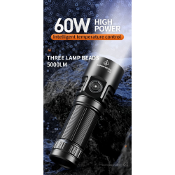 lanterna led superfire l22, 5000lm, 300m, 60w, ip44