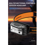 lanterna led pentru cap superfire hl05-k, 120lm, 100m, 500mah, lumina rosie, control miscare