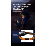 lanterna led pentru cap superfire hl05-k, 120lm, 100m, 500mah, lumina rosie, control miscare