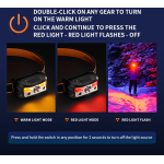 lanterna led pentru cap superfire hl05-k, 120lm, 100m, 500mah, lumina rosie, control miscare