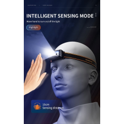 lanterna led pentru cap superfire hl05-k, 120lm, 100m, 500mah, lumina rosie, control miscare