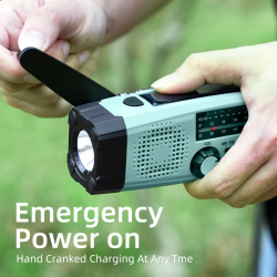 lanterna led multifunctionala cu radio superfire yj03, incarcare solara sau manuala (dinam), power bank, 100lm, 2000mah, incarca