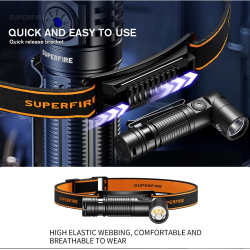 lanterna multifunctionala led supfire g19-s, usb-c, 360lm, 160m, prindere magnetica