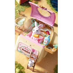set ghiozdan jucarie 2 in 1 rovo 968, iepuras,  accesorii incluse