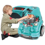 set reparatie motor auto mecanic rovo 977a, sunete, lumini, telecomanda, claxon, schimbator viteze, 61 piese, 47cm