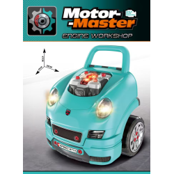 set reparatie motor auto mecanic rovo 977a, sunete, lumini, telecomanda, claxon, schimbator viteze, 61 piese, 47cm