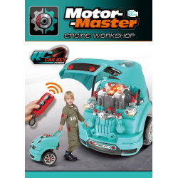 set reparatie motor auto mecanic rovo 977a, sunete, lumini, telecomanda, claxon, schimbator viteze, 61 piese, 47cm