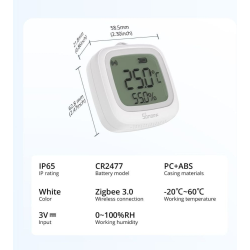 senzor temperatura si umiditate sonoff snzb-02wd, zigbee 3.0, ip65, cu display lcd