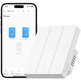 intrerupator inteligent sonoff zbm5-3c-80w, zigbee, 3 canale, 10a