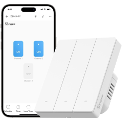 intrerupator inteligent sonoff zbm5-3c-80w, zigbee, 3 canale, 10a