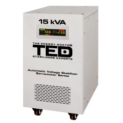 stabilizator tensiune monofazat cu servomotor 12kw si sinusoidala pura + ecran lcd cu valorile tensiunii, ted electric ted000095