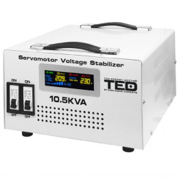 stabilizator tensiune monofazat 6kw 6000w cu servomotor si 2 iesiri schuko + ecran lcd cu valorile tensiunii, ted electric ted00