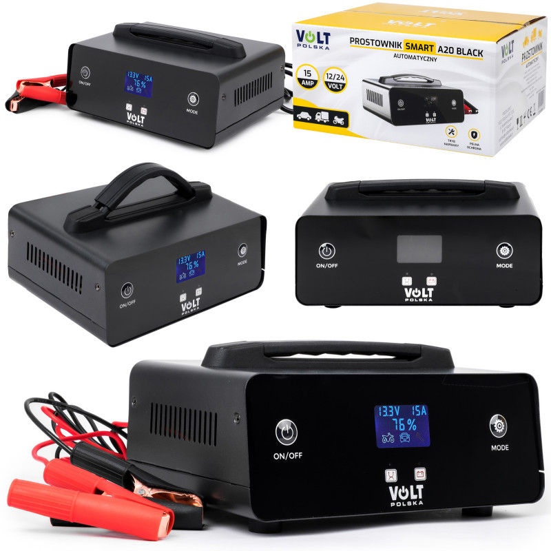 Redresor Încărcător inteligent de baterii SMART BLACK A20 12V / 24V 15A Volt Polonia Redresor Încărcător inteligent de baterii SMART BLACK A20 12V / 24V 15A Volt Polonia