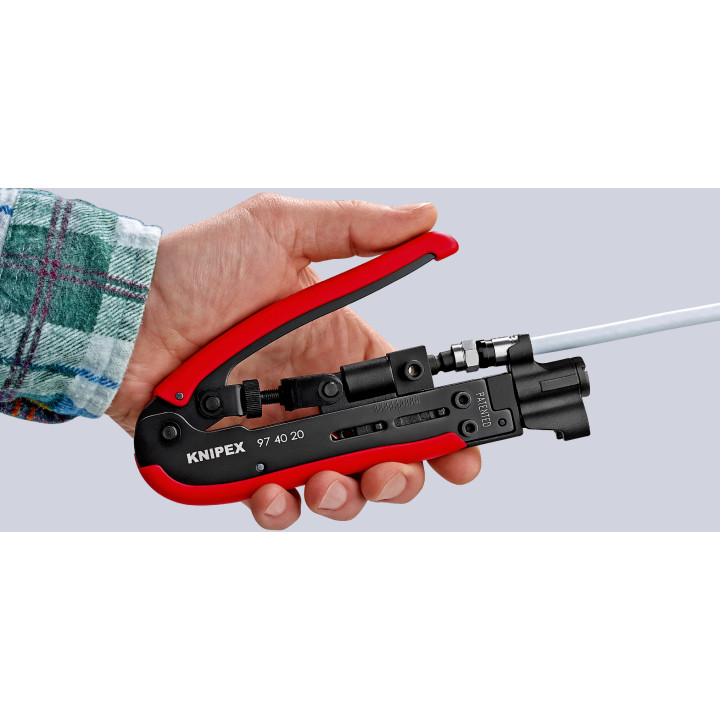 Cleste de compresiune  mufe F, BNC şi RCA pentru cabluri RG 59 / 6 / 11. 97 40 20 SB  Knipex