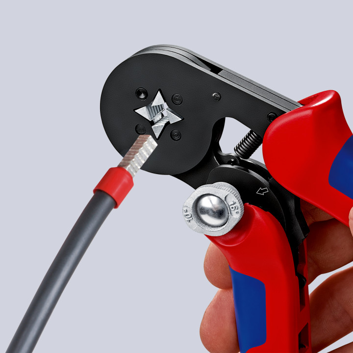 clește de sertizat ferule, cu autoreglaj, 0,08 — 10 / 16 mm², AWG: 28 — 6, KNIPEX