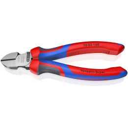 KNIPEX Tăietor Lateral șfic 70 02 160, Ergonomic, Tăișuri Precise 61 HRC