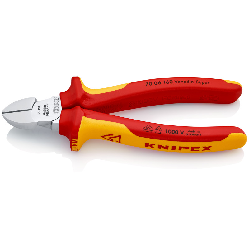 KNIPEX Tăietor Lateral șfic 160mm, Precizie VDE, Tăiș Călit 61 HRC