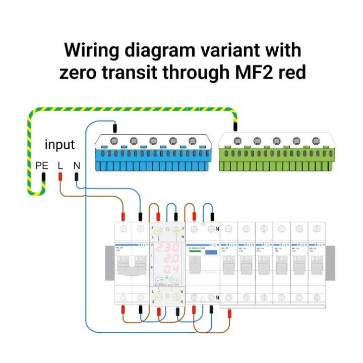 Releu multifuncțional ZUBR MF2-63, Protectie tensiune, curent și putere 1-63 Amperi