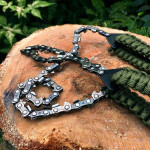 Ferăstrău portabil cu lanț de buzunar Hoggs – 11 lame, paracord, ultra ușor Dimensiune: 60 cm Greutate: 150 g hoggs