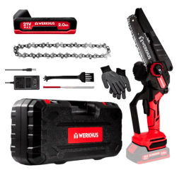 Drujbă cu acumulator mini fără fir Werkhus, ferăstrău cu lanț portabil 1,4 kg pentru crengi și lemn