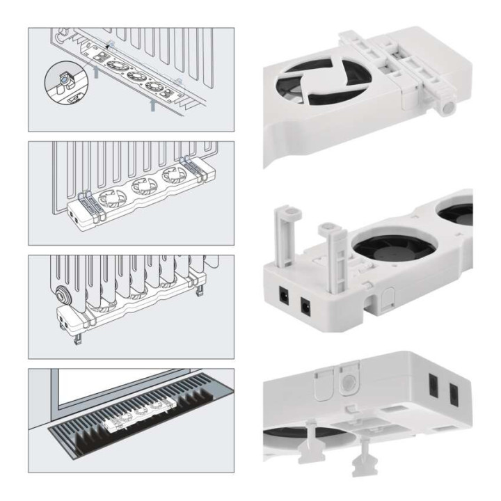 ventilator pod radiator duo, bily