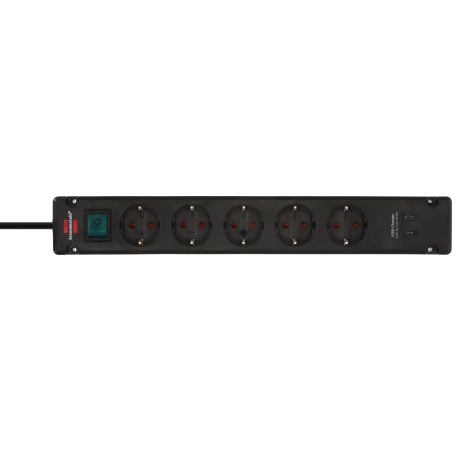 Prelungitor brennenstuhl bremounta 5 prize, 2 x usb-c, 3m, buton on off, prindere in suruburi  alb