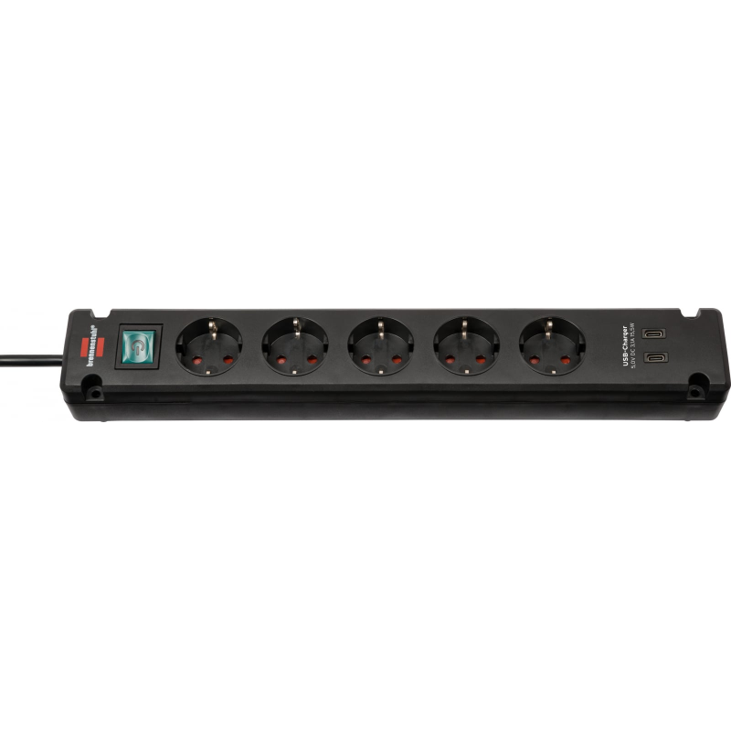 prelungitor brennenstuhl bremounta 5 prize, 2 x usb-c, 3m, buton on off, prindere in suruburi