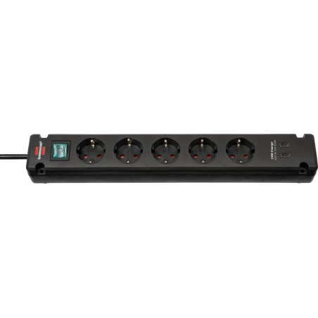 prelungitor brennenstuhl bremounta 5 prize, 2 x usb-c, 3m, buton on off, prindere in suruburi
