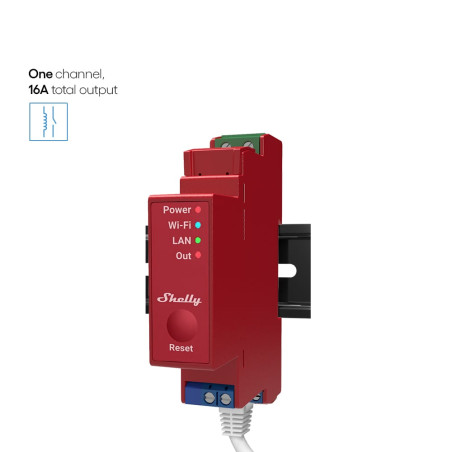 releu inteligent shelly pro 1pm - 1canal cu contor de energie, wifi, lan, sina din, control aplicatie, compatibil amazon alexa, 