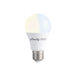 bec led inteligent shelly duo, wi-fi, e27, 9w, 800 lm, lumina alba rece calda, control aplicatie, compatibil amazon alexa si goo