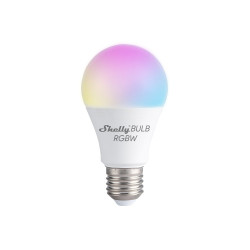 bec led rgb inteligent shelly duo rgbw, wi-fi, e27, 9w, 800 lm, lumina colorata, control aplicatie, compatibil amazon alexa si g