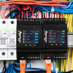 shelly pro 4pm comutator inteligent cu 4 canale, wifi, lan, sina din, contor de putere, control aplicatie, compatibil amazon ale