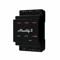 releu inteligent shelly pro 3 - 3canale, wifi, lan, sina din, control aplicatie, compatibil amazon alexa, google assistant si ho