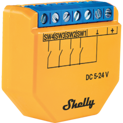 modul wi-fi pentru activarea scenelor shelly plus i4 - dc, 4 canale, compatibil cu amazon alexa si google assistant