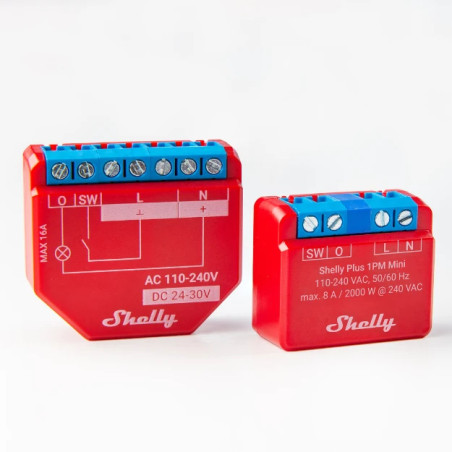 releu inteligent shelly plus 1pm mini, 1 canal, 8a