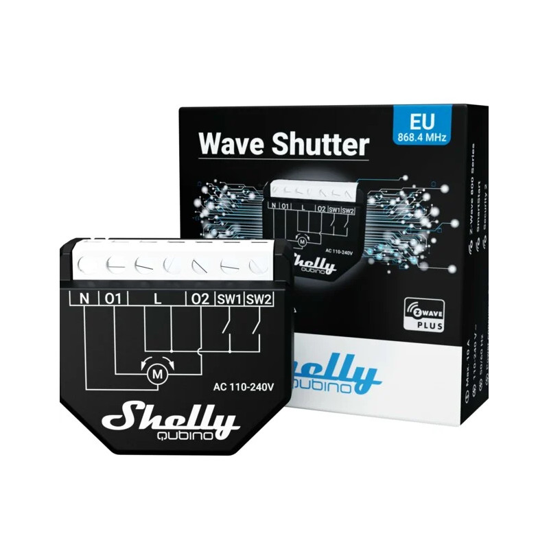 shelly quibino wave shutter - comutator pentru controlul jaluzelelor, obloanelor si a usilor automate, z-wave, 2 canale, 10a shelly quibino wave shutter - comutator pentru controlul jaluzelelor, obloanelor si a usilor automate, z-wave, 2 canale, 10a