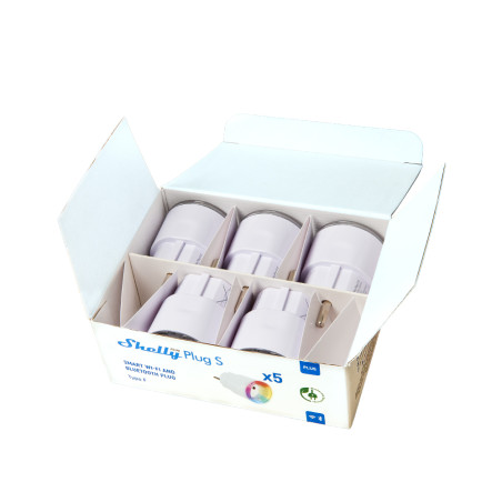 pachet 5 shelly plus plug s alb cu monitorizare consum, wifi, control aplicatie, compatibil amazon alexa, google assistant si ho