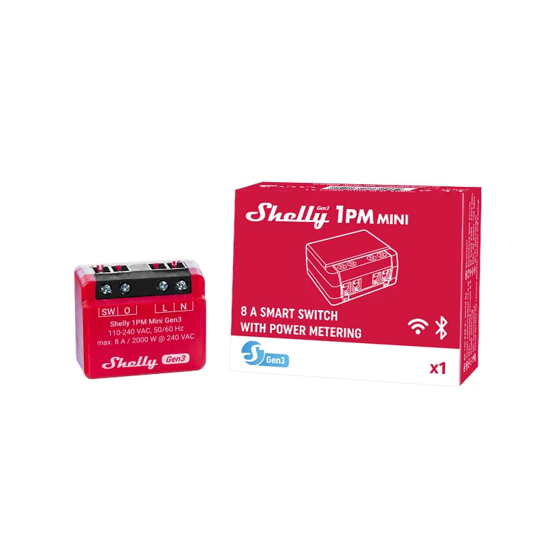releu inteligent shelly 1pm mini gen3, 1 canal, 8a