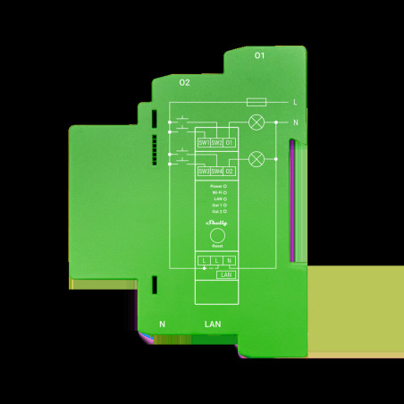 releu inteligent shelly pro dimmer 2pm, 2 canale, monitorizare consum, functie de dimming -
